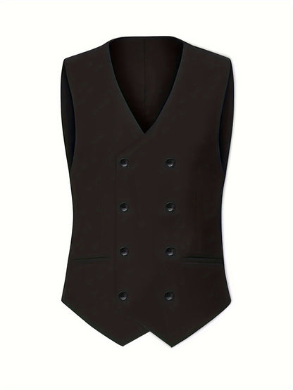 Men's Notch Lapel Suit Set, Single-Breasted Double-Breasted Jacket with Pants and Vest, Suitable for Formal Wear, Wedding Attire, Workwear, or Festive Gift