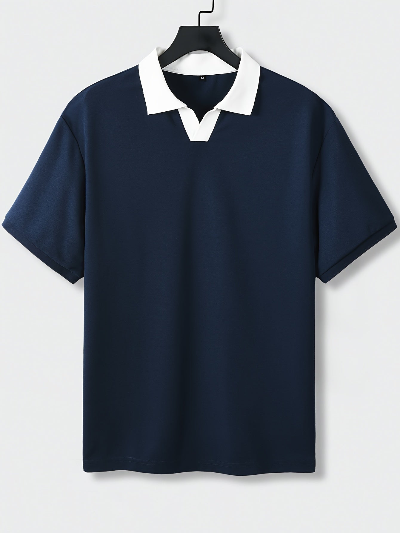 Knit Fabric, Polo Shirt Knit Fabric, All-Season Comfort | Men's Casual Loose Fit Polo Shirt - Short Sleeve, Button-Up Collar, Solid Color, Perfect for Casual Attire,