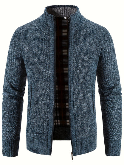 Stylish Men's Cardigan Soft Knit Men's Light Beige Open-Front Cardigan | Stylish Versatile Zip-Up Jacket for Office, Golf, and Casual Wear - H-Line Fit,