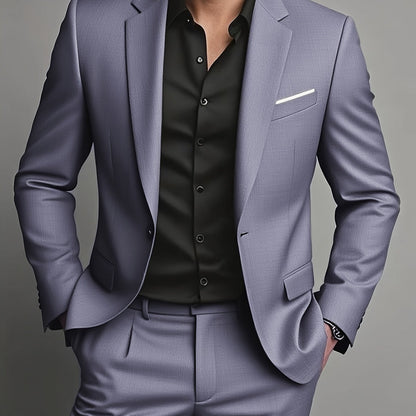 Formal Suit Set Professional Men's Formal Suit Two-Piece Set | Single Button Blazer and Pants for Interviews, Business, and Casual Parties