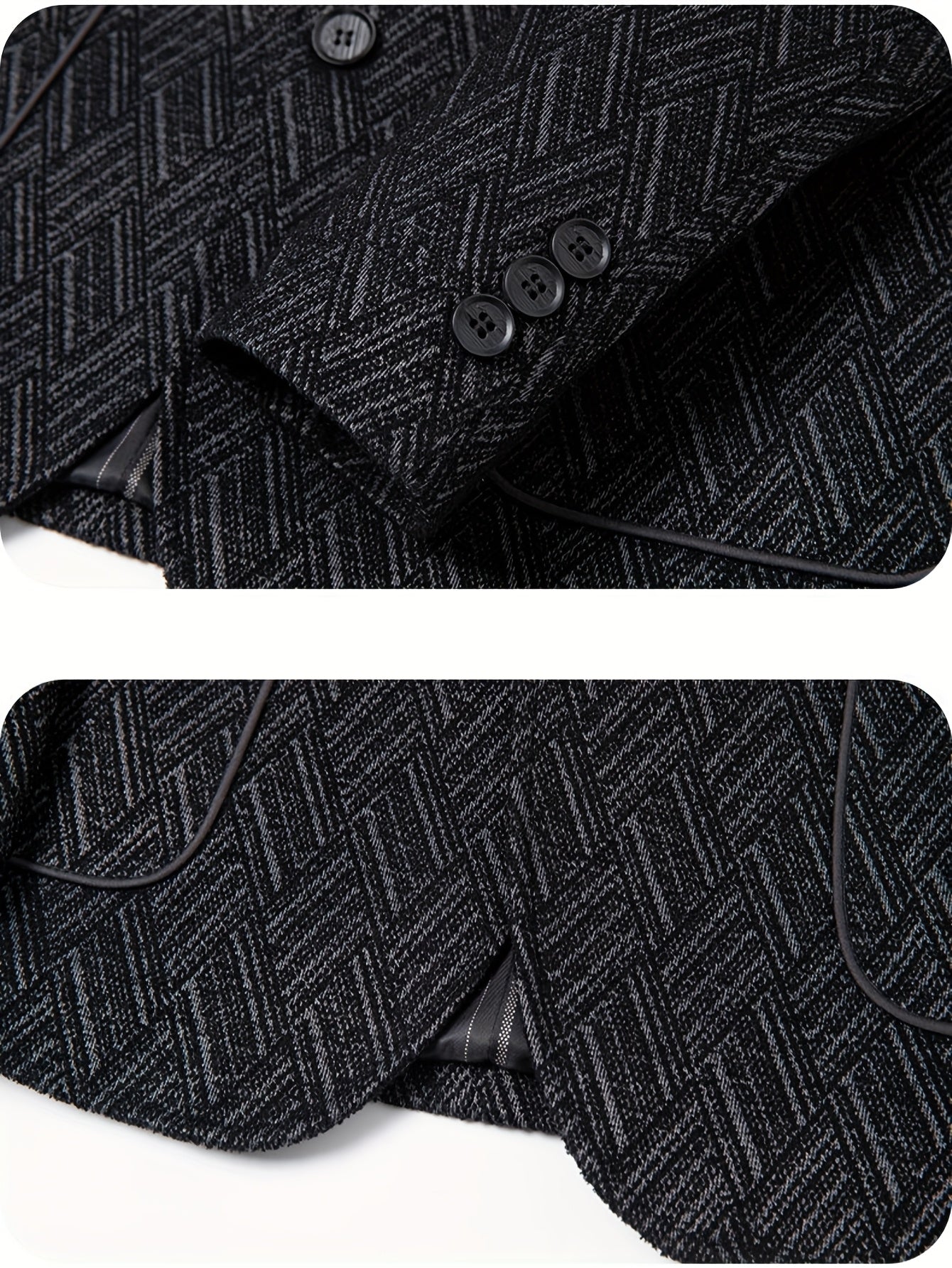 Men'S Formal Blazer - Business Suit Jacket with Notched Lapel, Brown\u002FBlack Color Block, Structured Fit for Office, Wedding,