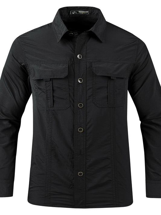 Mens Quick Dry Shirt Men's Quick-Dry Shirt - Beige Button-Up Formal & casual shirt with Button Front Placket, Long Sleeve Non-Sticky Fabric for Office, Outdoor,