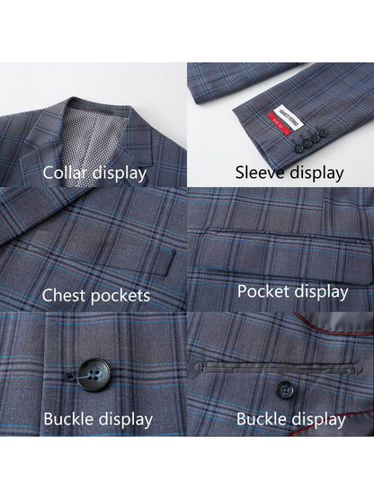 Remium 2-Piece Men's Slim Fit Suit Set, Notch Lapel 2-Button Jacket & Trousers, Double Vents for Weddings & Business Events