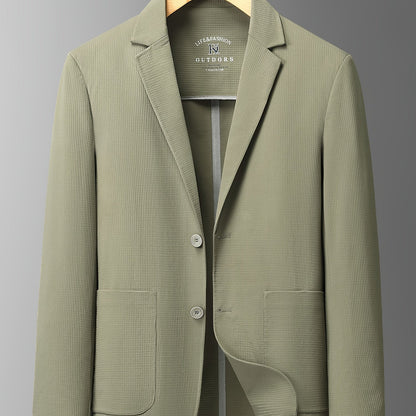 Men's Summer Slim-Fit Suit Jacket, Light Business Blazer with Pockets