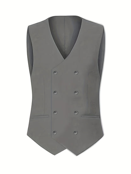 Men'S Premium Three-Piece Suit - Formal Blazer, Trousers & Vest with Black Tie & Pocket Square - Ideal for Weddings, Work, and Formal Events - Durable Woven Fabric,