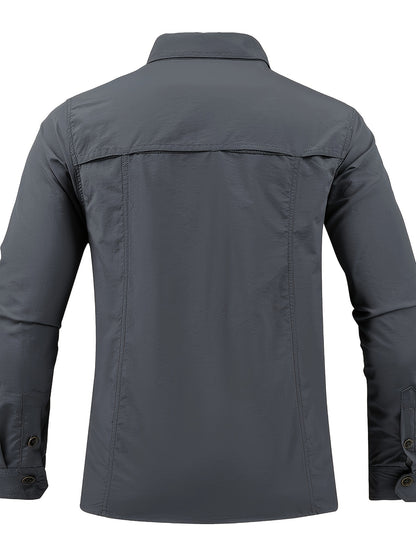 Mens Quick Dry Shirt Men's Quick-Dry Shirt - Beige Button-Up Formal & casual shirt with Button Front Placket, Long Sleeve Non-Sticky Fabric for Office, Outdoor,