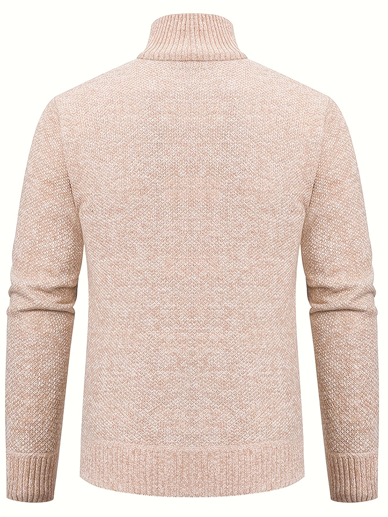 Stylish Men's Cardigan Soft Knit Men's Light Beige Open-Front Cardigan | Stylish Versatile Zip-Up Jacket for Office, Golf, and Casual Wear - H-Line Fit,