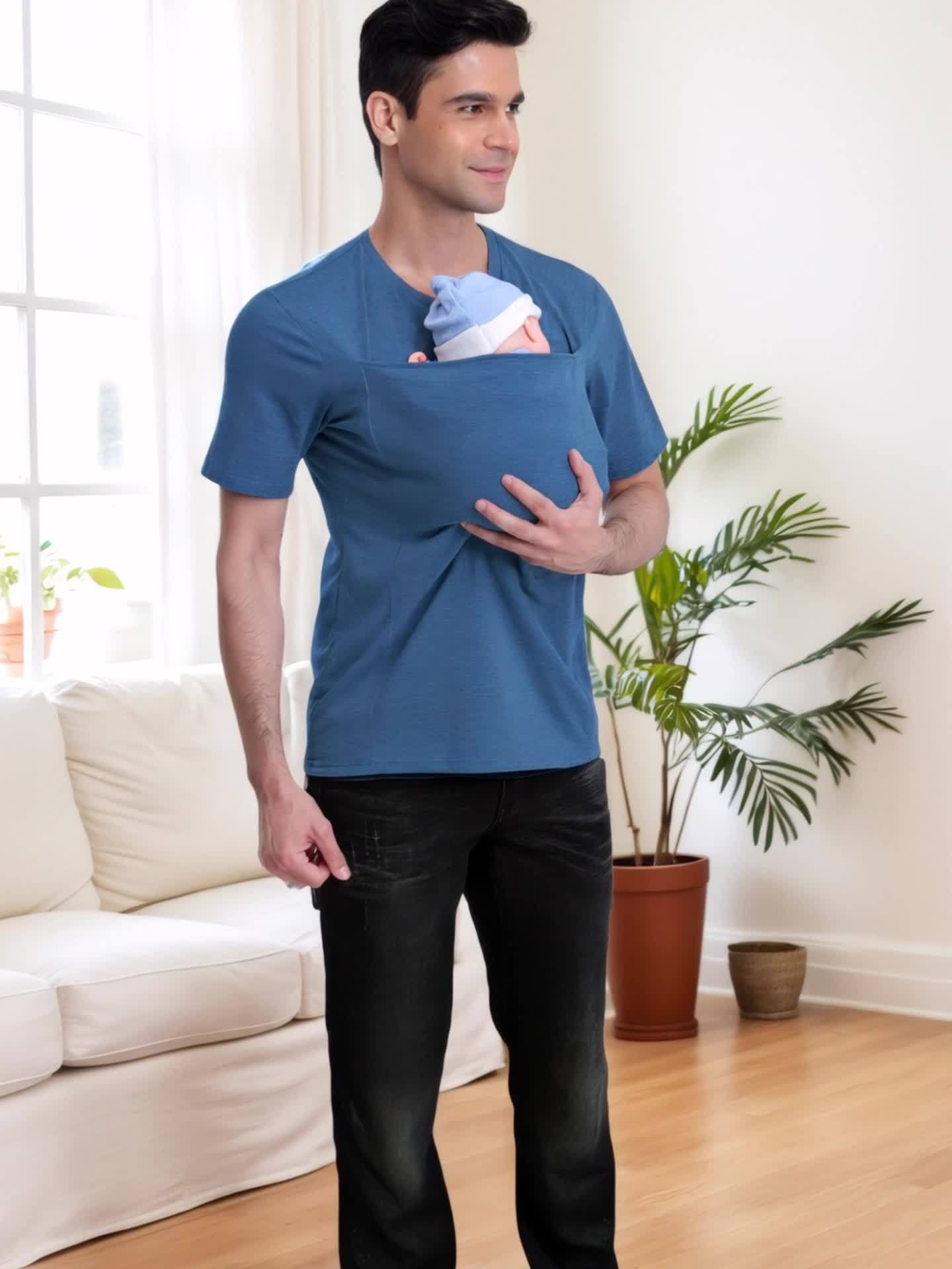 New Fashion Casual Kangaroo Dad Multifunctional Men's T-Shirt