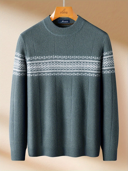FORTEI Slight Elasticity Men'S Sweater with a Round Neck, Jacquard Design, Soft and Skin-Friendly Feel for Winter 25 F0096144098