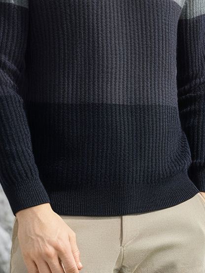 Men'S Sweater - Classic Pullover Sweater for Fall\u002FWinter, Soft Knit Long Sleeve Sweater in Dark Blue\u002FBlack\u002FGray\u002F