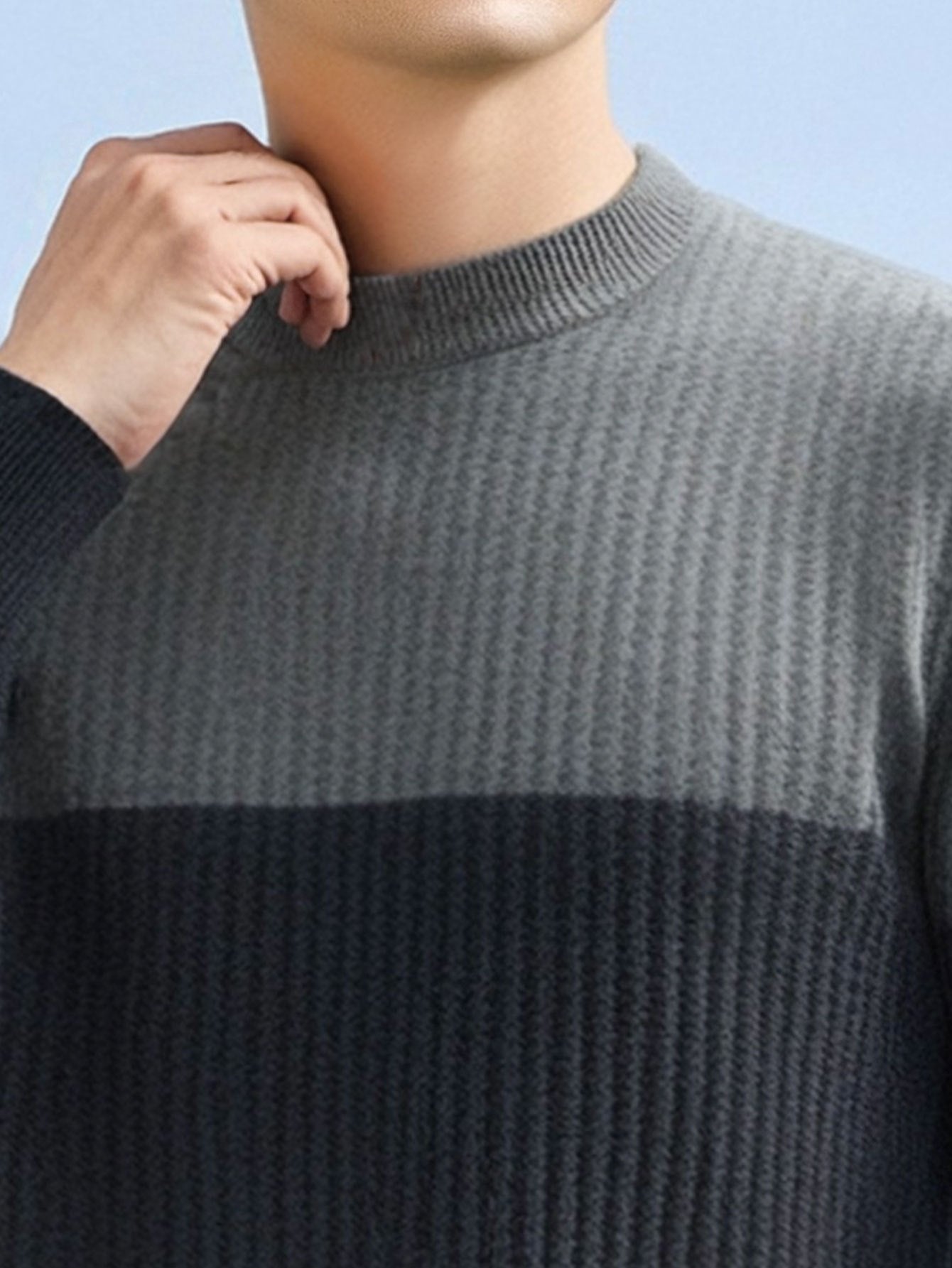 Men'S Sweater - Classic Pullover Sweater for Fall\u002FWinter, Soft Knit Long Sleeve Sweater in Dark Blue\u002FBlack\u002FGray\u002F