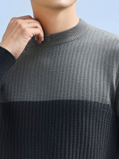 Men'S Sweater - Classic Pullover Sweater for Fall\u002FWinter, Soft Knit Long Sleeve Sweater in Dark Blue\u002FBlack\u002FGray\u002F