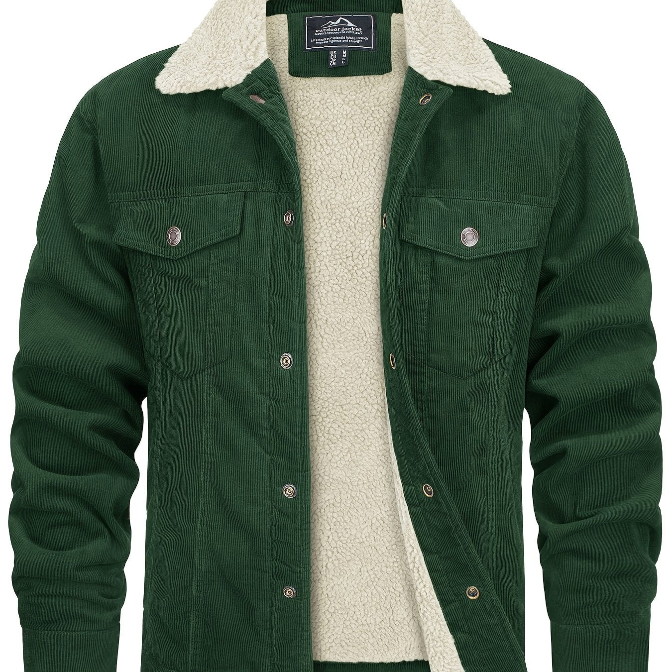 Men's Winter Fleece Jacket with Thick, Comfortable and Stiff Fabric, Warm Inner Lining, Multi-Pocket, Adjustable Cuff Collar,