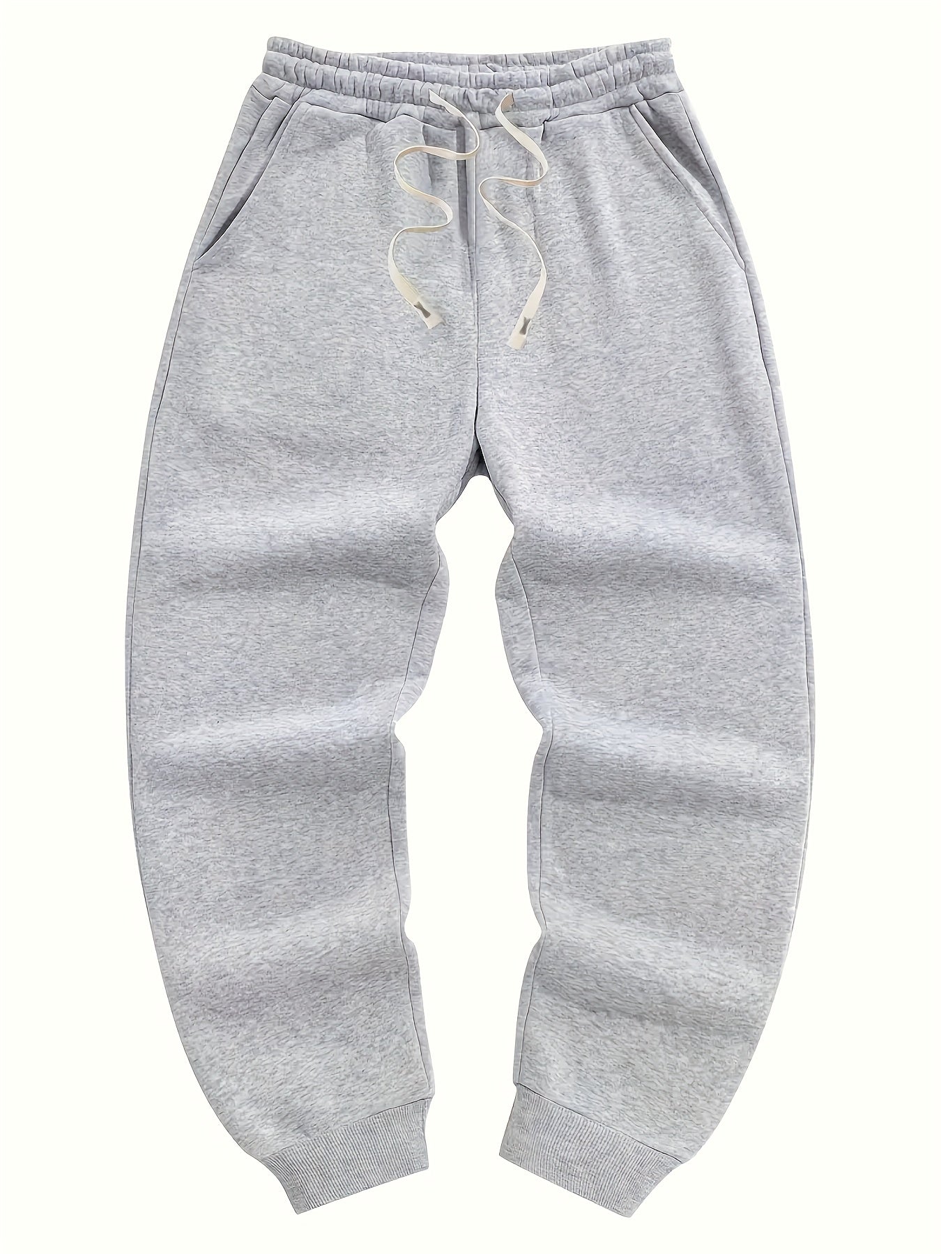 Mens Sports Jogger Pants 4pcs Plus Size Men's Sports Jogger Pants, Polyester Knit Fabric, Slight Stretch, Solid Color, Regular Fit,