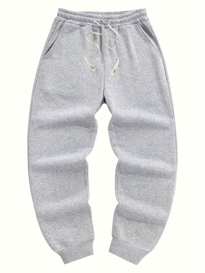Mens Sports Jogger Pants 4pcs Plus Size Men's Sports Jogger Pants, Polyester Knit Fabric, Slight Stretch, Solid Color, Regular Fit,