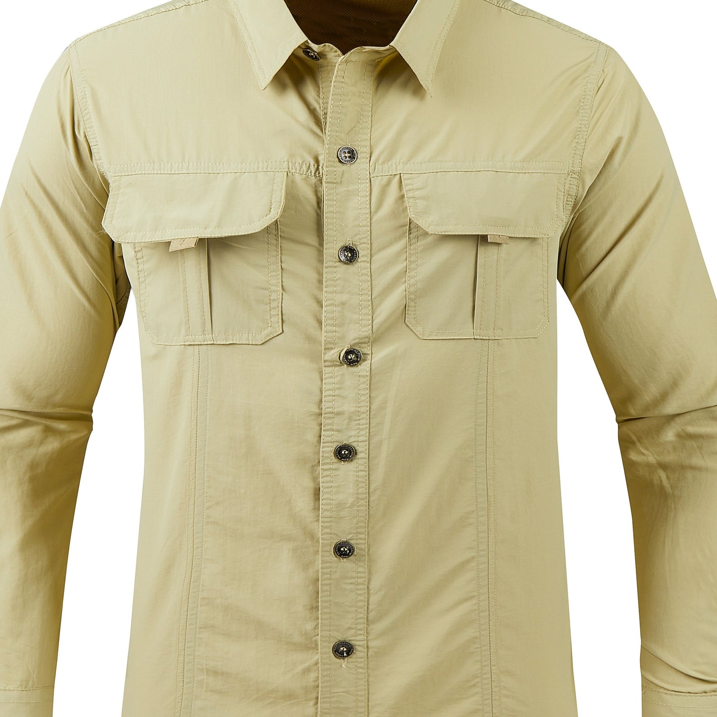 Mens Quick Dry Shirt Men's Quick-Dry Shirt - Beige Button-Up Formal & casual shirt with Button Front Placket, Long Sleeve Non-Sticky Fabric for Office, Outdoor,