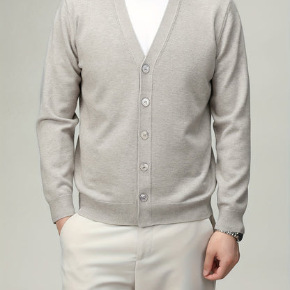 Men'S Classic Button-Up Cardigan - Soft Viscose Blend, Warm Long Sleeve Open Front Sweater for Fall\u002FWinter, Solid Color Elegant Versatile Top for Business,