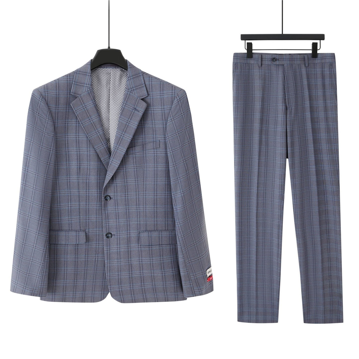 Remium 2-Piece Men's Slim Fit Suit Set, Notch Lapel 2-Button Jacket & Trousers, Double Vents for Weddings & Business Events