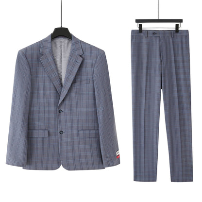 Remium 2-Piece Men's Slim Fit Suit Set, Notch Lapel 2-Button Jacket & Trousers, Double Vents for Weddings & Business Events