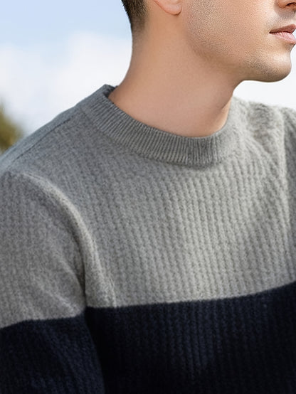 Men'S Sweater - Classic Pullover Sweater for Fall\u002FWinter, Soft Knit Long Sleeve Sweater in Dark Blue\u002FBlack\u002FGray\u002F