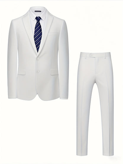 Classic Men's Single-Breasted Suit - 2pcs Set - Stylish Professional Attire for Weddings, Interviews, Parties, and Gatherings (Accessories Not Included)