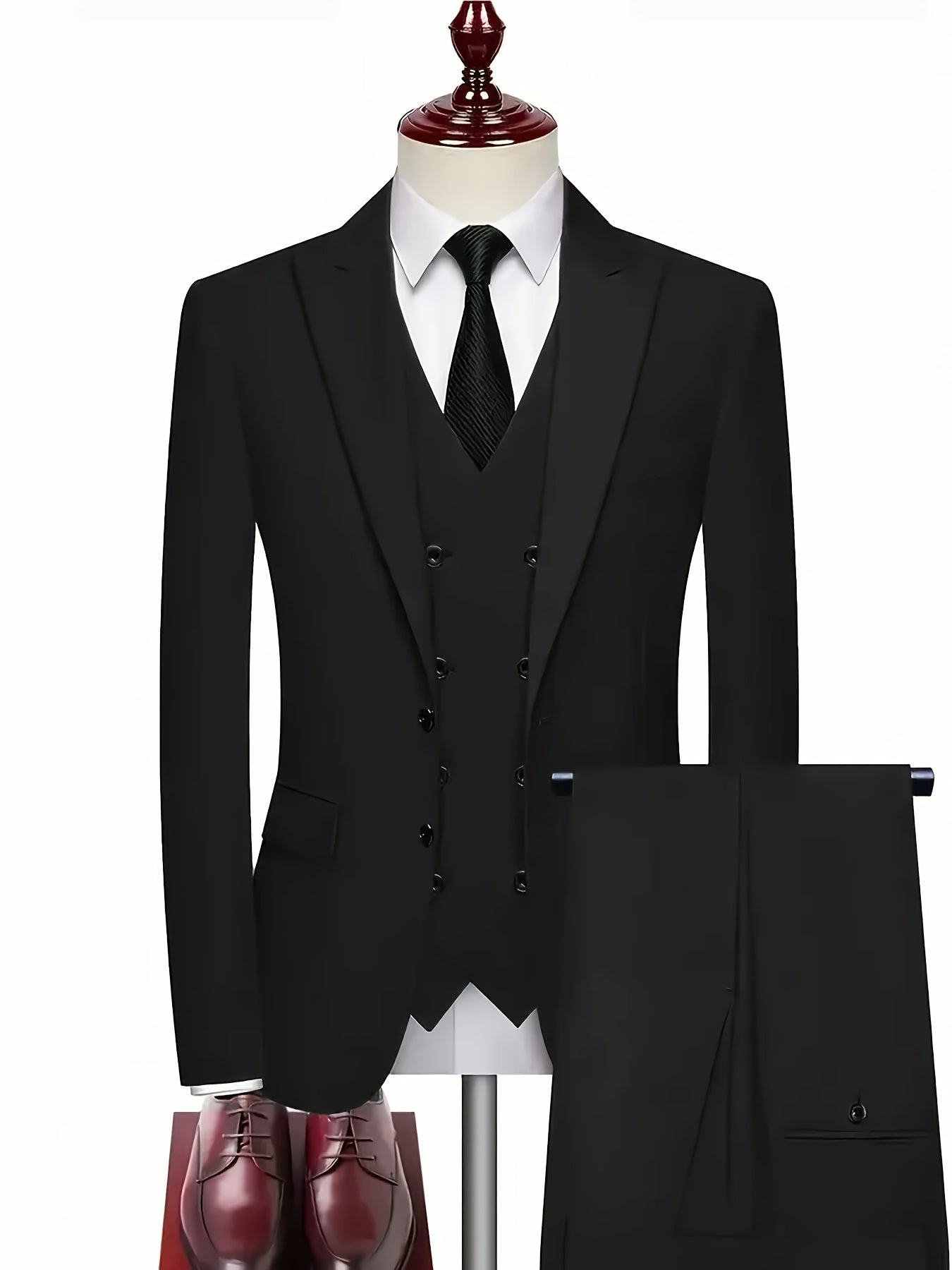 Men's Three-Piece Suit with Vest, Trousers, and Jacket for Weddings and Important Occasions