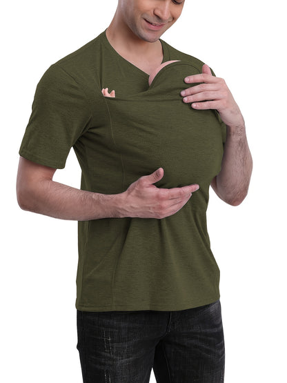 New Fashion Casual Kangaroo Dad Multifunctional Men's T-Shirt