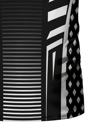 Geometric print high stretch skinny fit short sleeve crew neck T-shirt, quick-drying sports top for summer fitness,