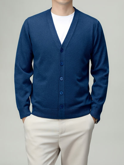Men'S Classic Button-Up Cardigan - Soft Viscose Blend, Warm Long Sleeve Open Front Sweater for Fall\u002FWinter, Solid Color Elegant Versatile Top for Business,