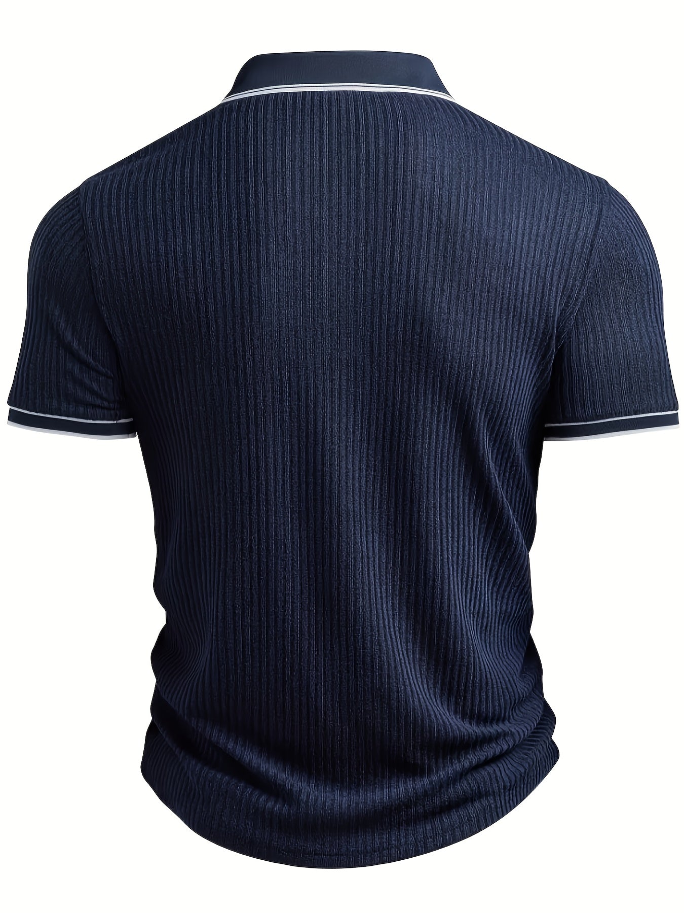 Textured Striped Shirt Textured Striped Collar Men's Short Sleeve Shirt | Solid Color, Regular Fit, Machine Washable, Versatile for Business Casual & Formal Occasions