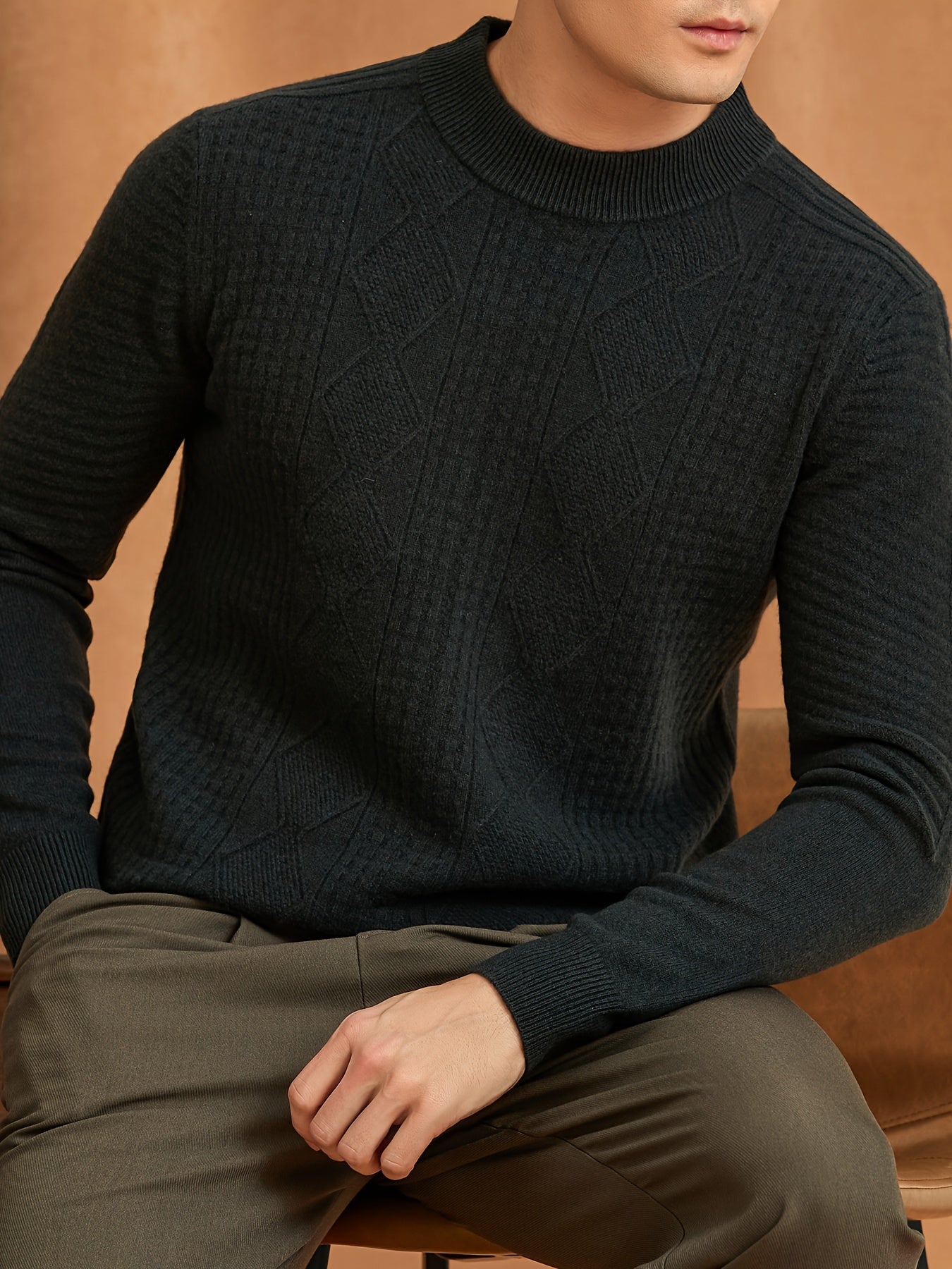New Cross-Border Autumn And Winter Men'S Sweater Made of 100% Pure Velvet, Crafted from High-Quality Pure Velvet Fabric,