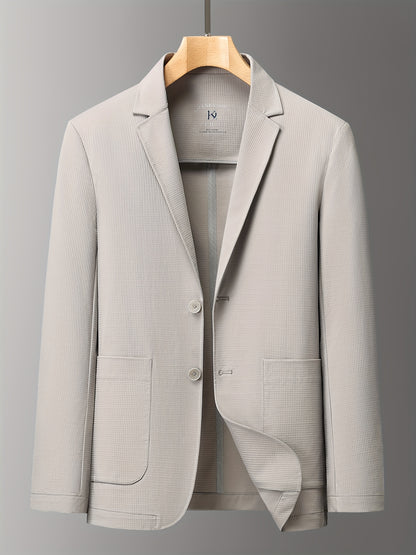 Men's Summer Slim-Fit Suit Jacket, Light Business Blazer with Pockets