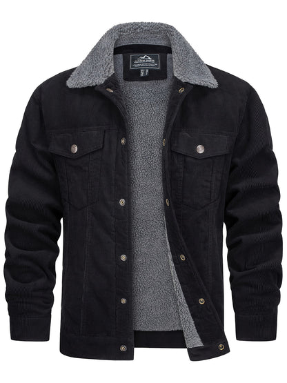 Men's Winter Fleece Jacket with Thick, Comfortable and Stiff Fabric, Warm Inner Lining, Multi-Pocket, Adjustable Cuff Collar,