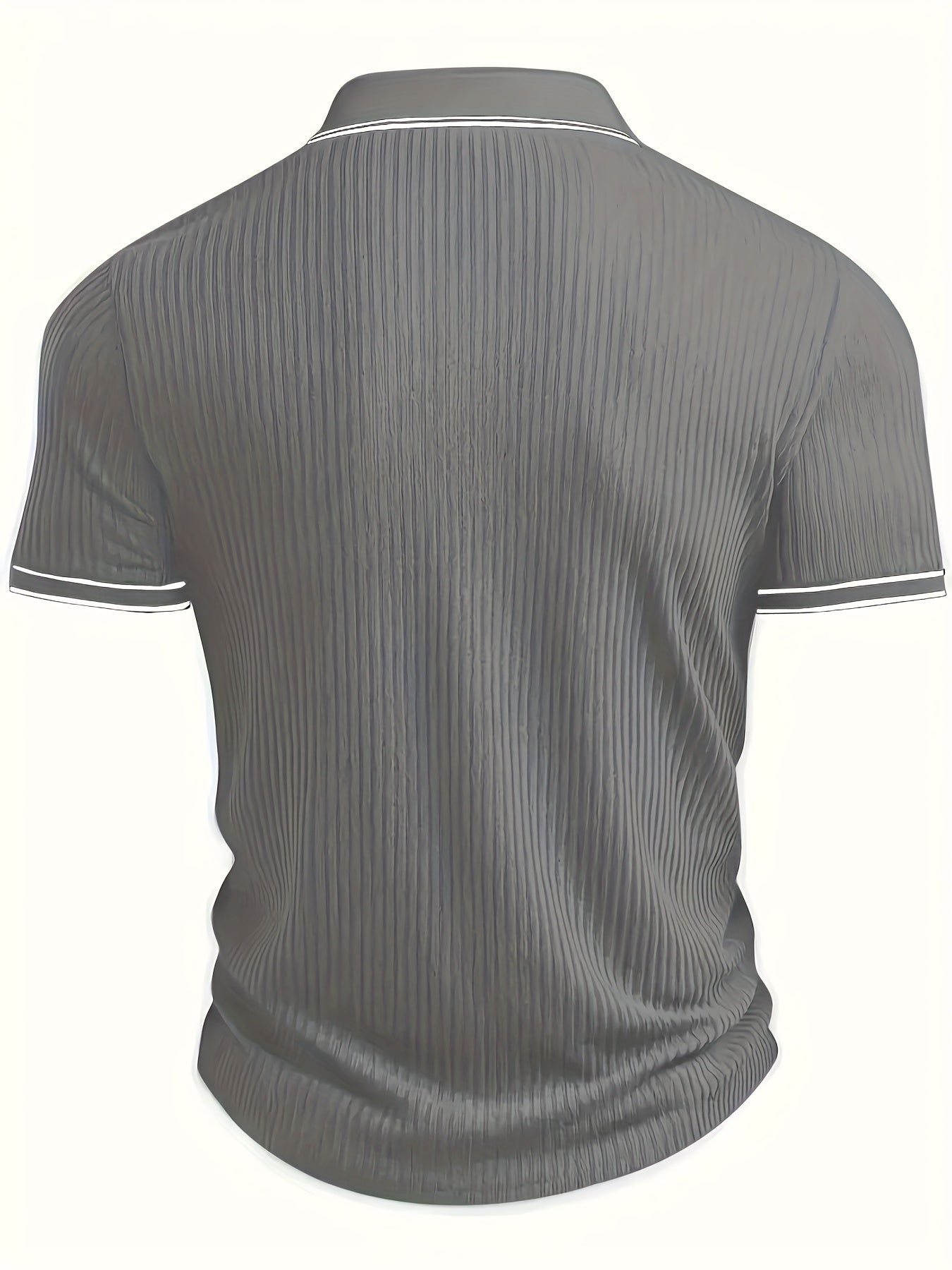 Textured Striped Shirt Textured Striped Collar Men's Short Sleeve Shirt | Solid Color, Regular Fit, Machine Washable, Versatile for Business Casual & Formal Occasions