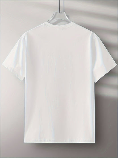 Custom Photo Text T Shirt Men's Custom Photo\u002FText T-Shirt - Dual-Sided Print, Striped Geometric Design, Durable Machine-Washable Fabric