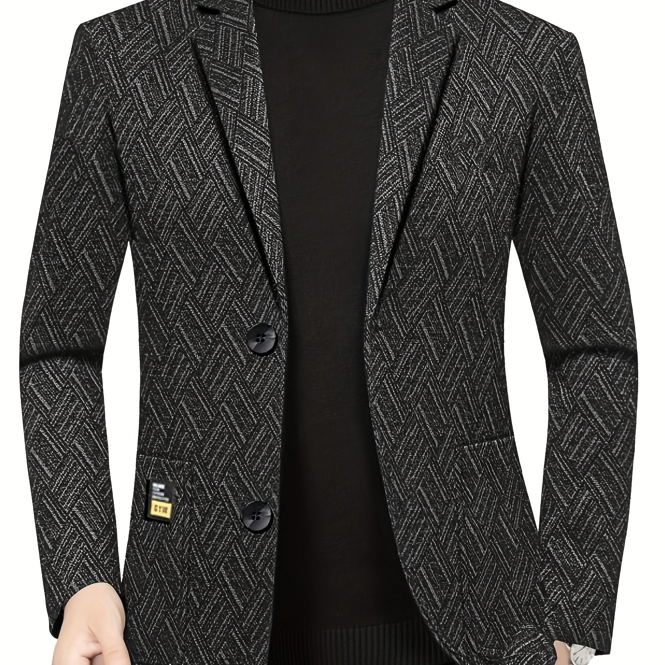 Men'S Formal Blazer - Business Suit Jacket with Notched Lapel, Brown\u002FBlack Color Block, Structured Fit for Office, Wedding,