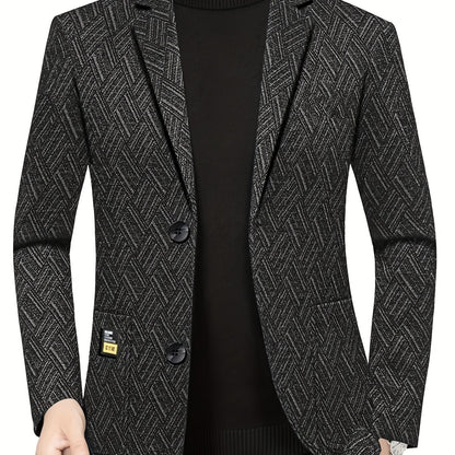 Men'S Formal Blazer - Business Suit Jacket with Notched Lapel, Brown\u002FBlack Color Block, Structured Fit for Office, Wedding,