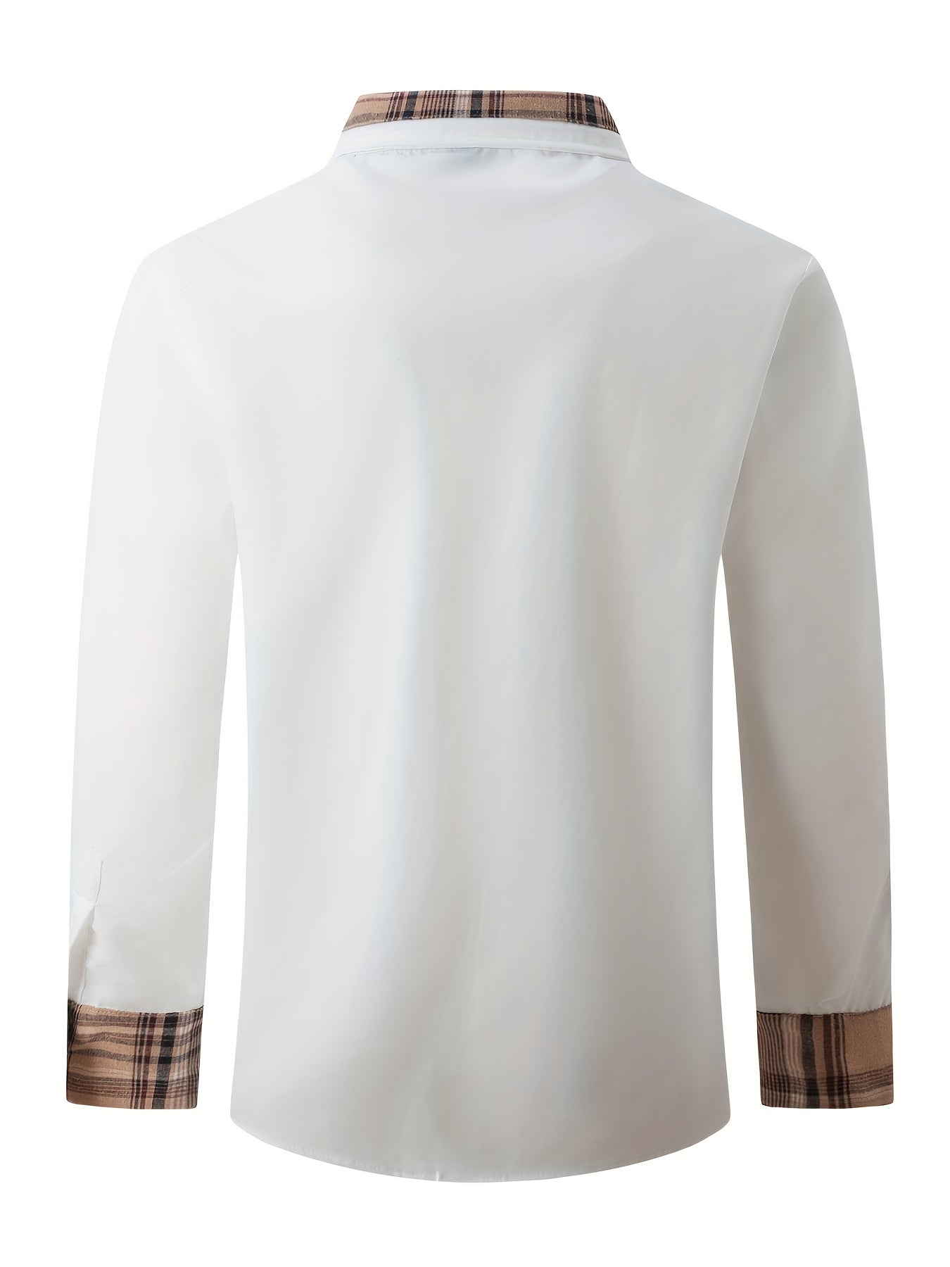 Men'S Casual Long Sleeve Shirt with Color Block Pocket Design - Comfortable Collar, Breathable Fabric,