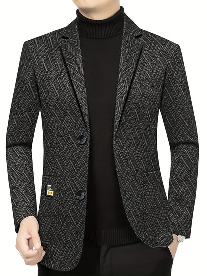 Men'S Formal Blazer - Business Suit Jacket with Notched Lapel, Brown\u002FBlack Color Block, Structured Fit for Office, Wedding,