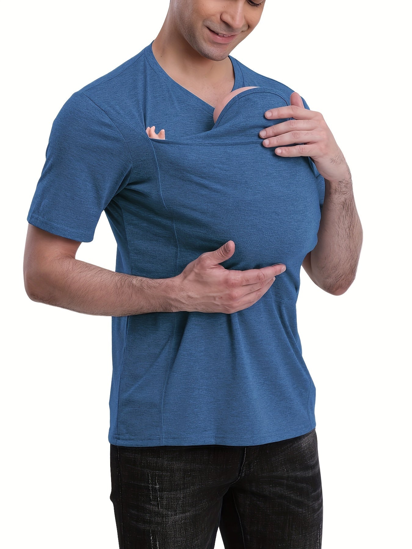New Fashion Casual Kangaroo Dad Multifunctional Men's T-Shirt
