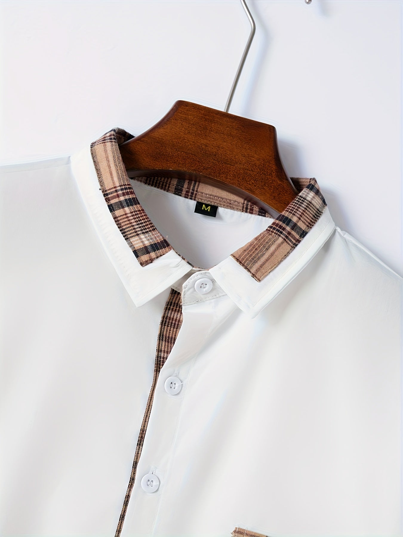 Men'S Casual Long Sleeve Shirt with Color Block Pocket Design - Comfortable Collar, Breathable Fabric,