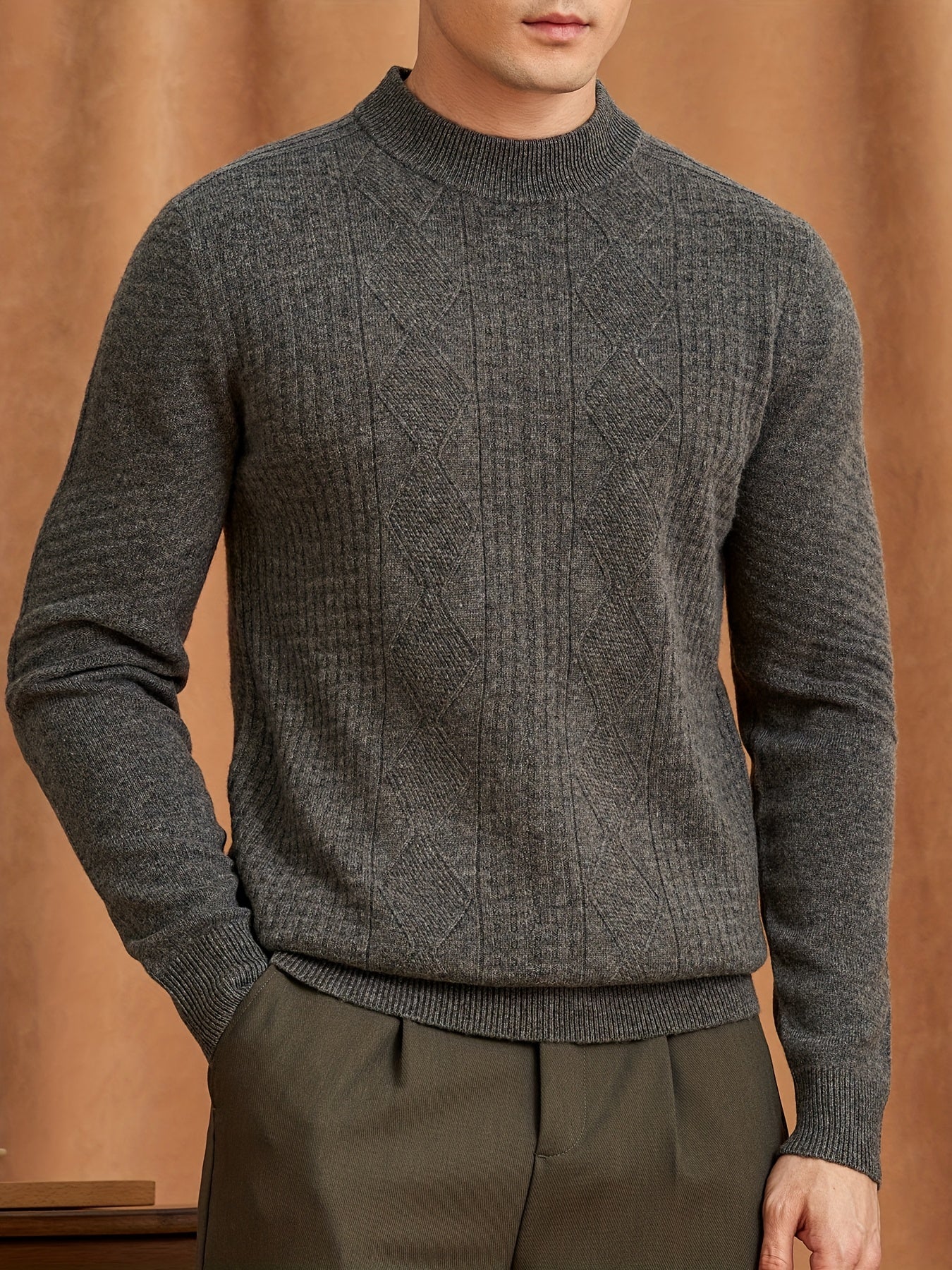 New Cross-Border Autumn And Winter Men'S Sweater Made of 100% Pure Velvet, Crafted from High-Quality Pure Velvet Fabric,