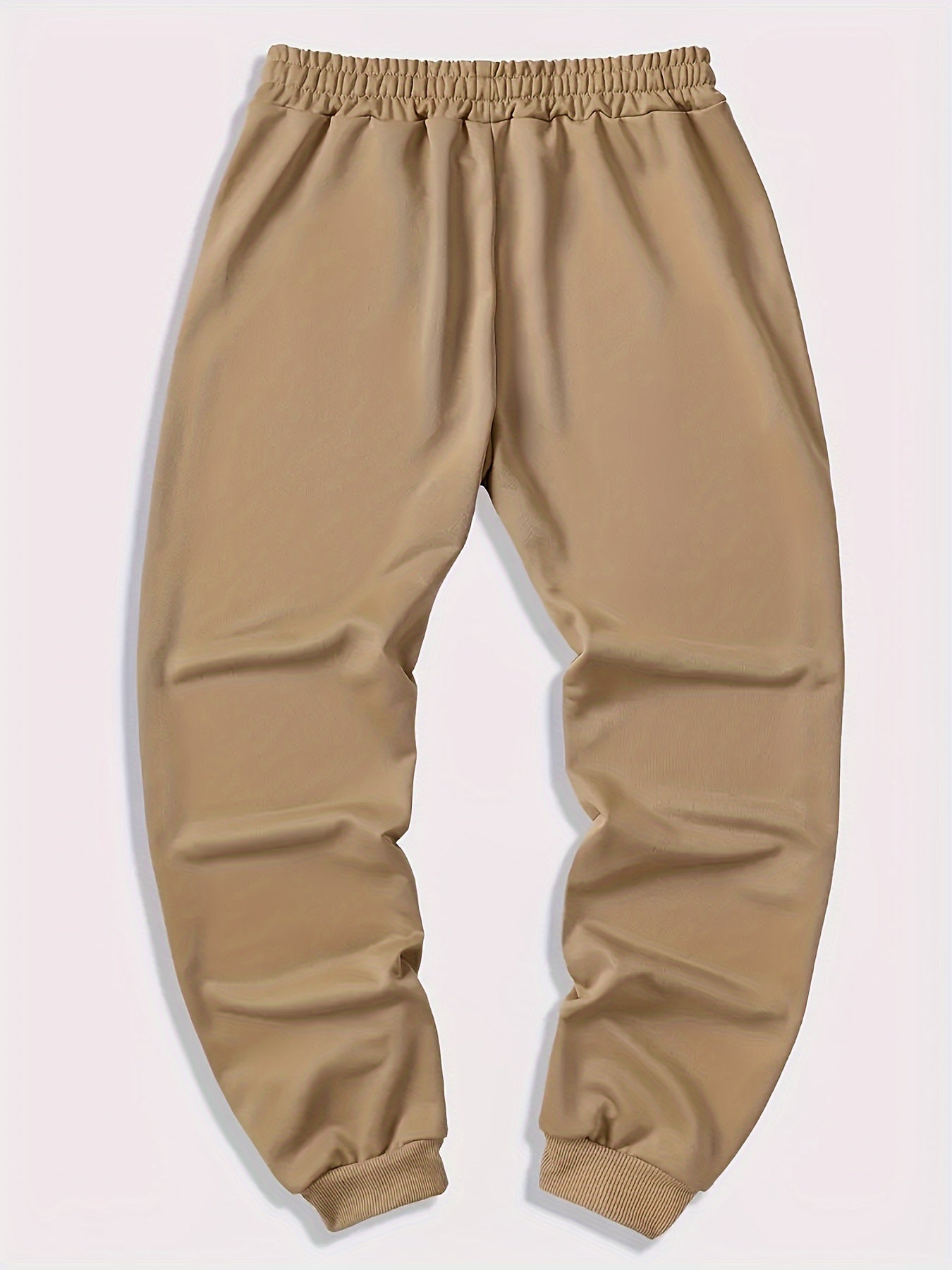 Mens Sports Jogger Pants 4pcs Plus Size Men's Sports Jogger Pants, Polyester Knit Fabric, Slight Stretch, Solid Color, Regular Fit,