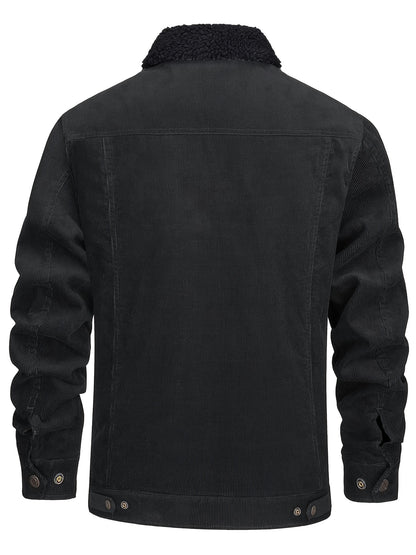Men's Winter Fleece Jacket with Thick, Comfortable and Stiff Fabric, Warm Inner Lining, Multi-Pocket, Adjustable Cuff Collar,