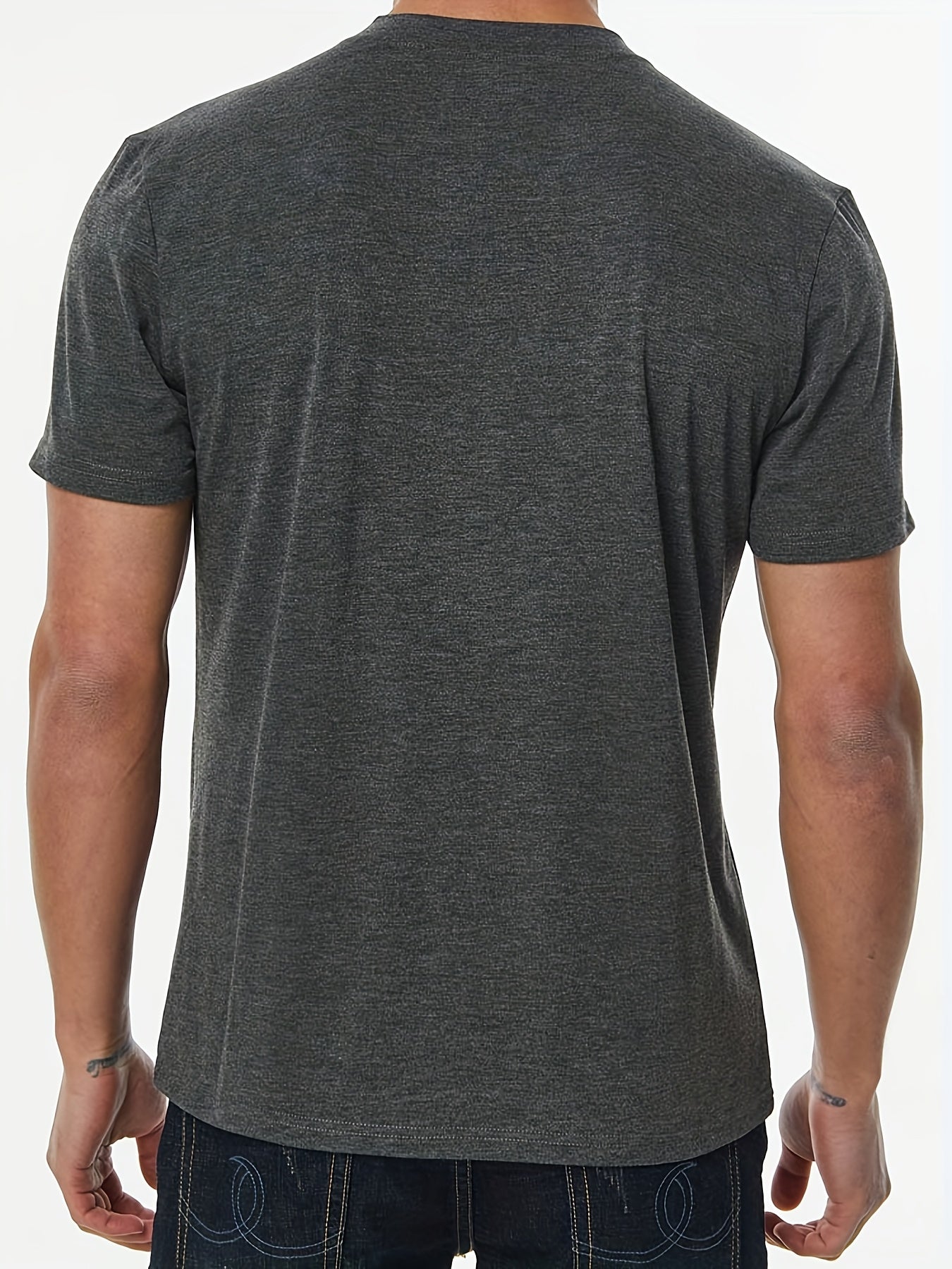 Stylish T-Shirt Soft Stretch Men's Plus Size Casual Henley T-Shirt | Lightweight 175gsm, Regular Fit Round Neck with Chest Pocket & Button Detail,