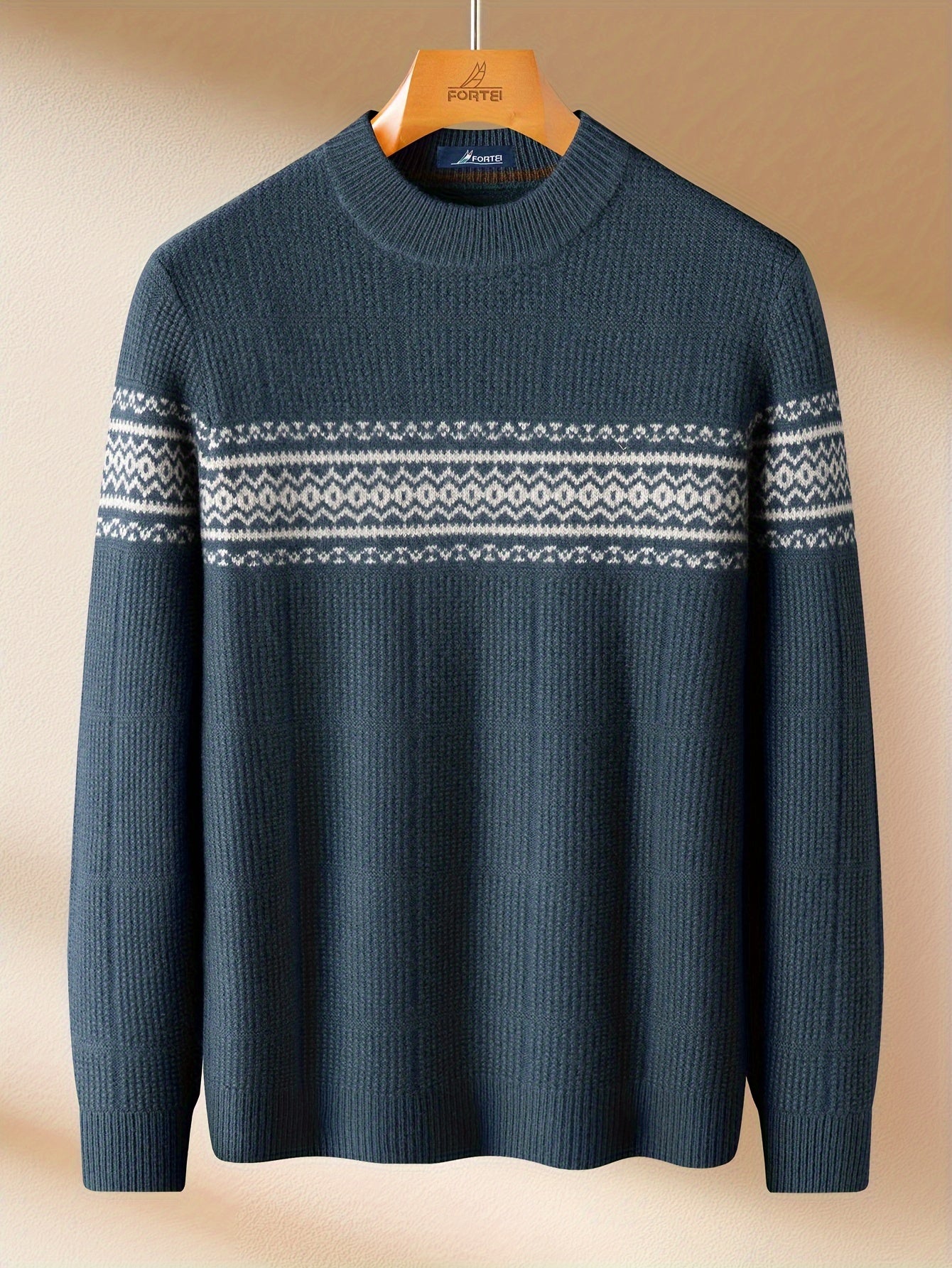 FORTEI Slight Elasticity Men'S Sweater with a Round Neck, Jacquard Design, Soft and Skin-Friendly Feel for Winter 25 F0096144098