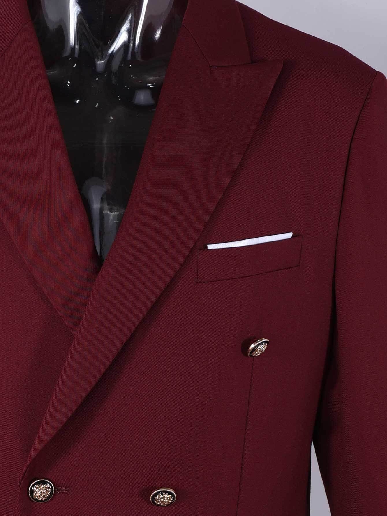 1pc Navy Blue Men's Double-Breasted Notch Lapel Suit Jacket - Luxury Business Casual Coat with Golden-Tone Buttons,