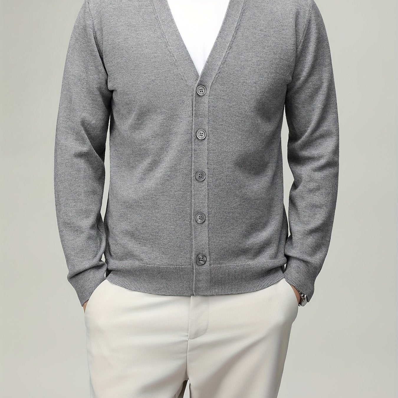 Men'S Classic Button-Up Cardigan - Soft Viscose Blend, Warm Long Sleeve Open Front Sweater for Fall\u002FWinter, Solid Color Elegant Versatile Top for Business,