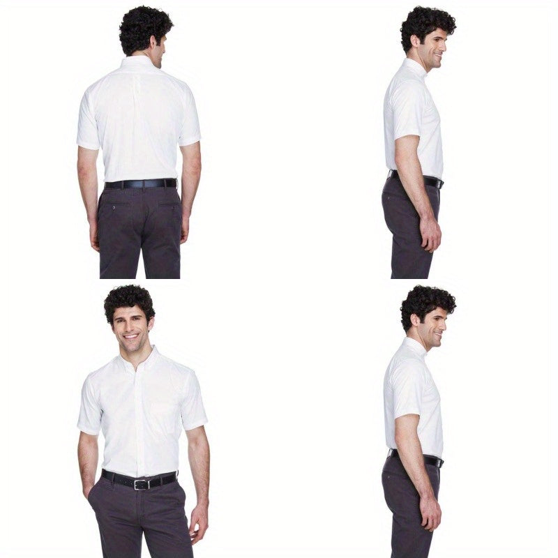 CORE365 88194 Men's Optimum Short Sleeve Twill Shirt - Breathable Resin & Artificial Crystal Embellished Fabric, Classic Fit with Structured Shoulders,
