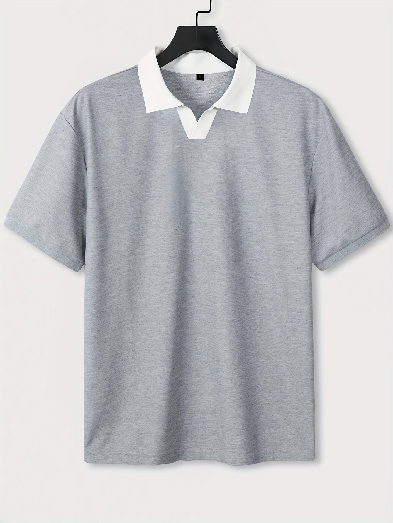 Knit Fabric, Polo Shirt Knit Fabric, All-Season Comfort | Men's Casual Loose Fit Polo Shirt - Short Sleeve, Button-Up Collar, Solid Color, Perfect for Casual Attire,